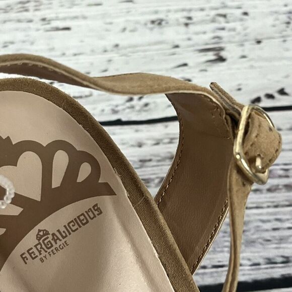 Fergalicious by Fergie Heels Sandals Shoes size 5.5M Tan Espadrille Wedding - Picture 8 of 10